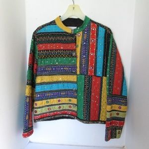 Chico's Embellished Jacket Mirrors Sequin Size 1